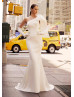 One Shoulder Ivory Satin Wedding Dress With Oversize Bow